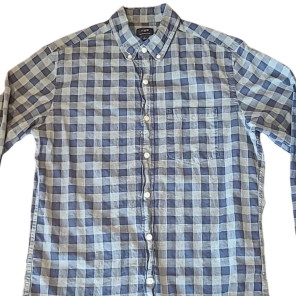 J. Crew Heathered Cotton Plaid Dress Shirt Collared Button Up Checkered Top Sm.